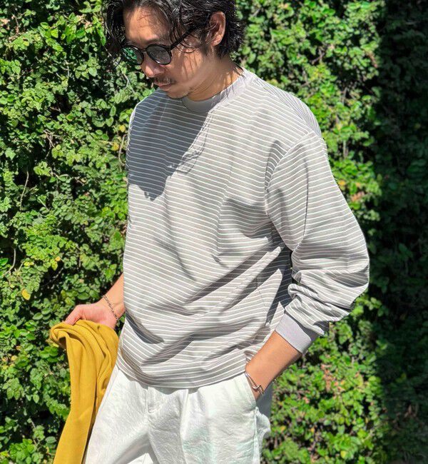 NOLLEY'S goodman「シルケットボーダーロンＴ 26SS」|Tシャツ・カットソー|グレー系その他