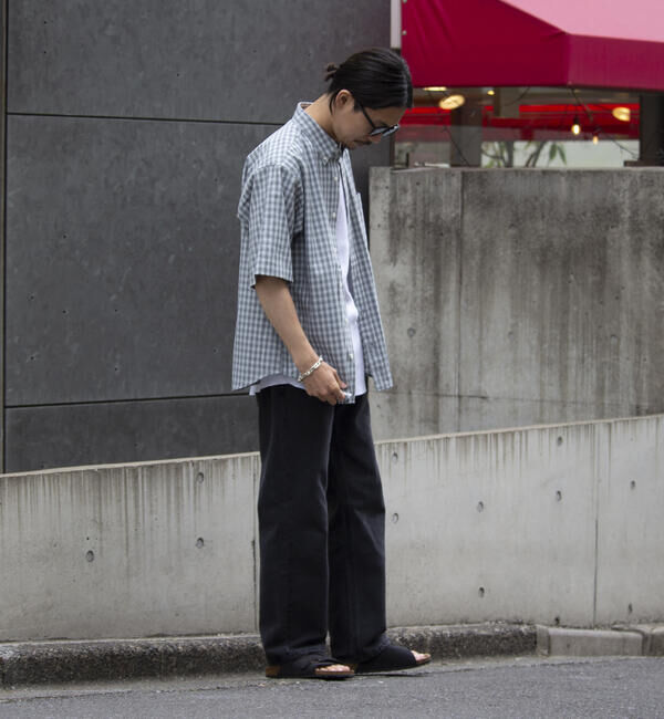 GLOSTER「【GLOSTER/グロスター】チェック半袖シャツ ボタンダウン ワンポイントロゴ刺繍入り」|シャツ・ブラウス|