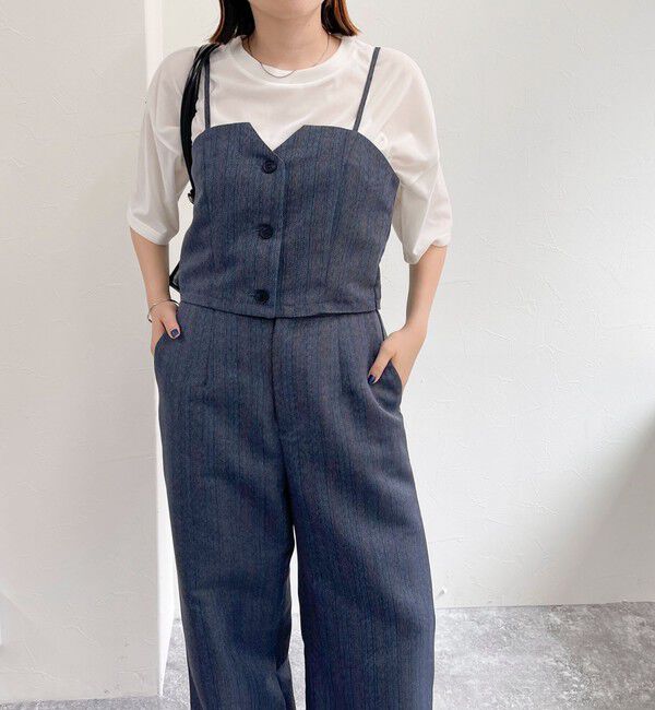 fredy emue「ヘリンボーンキャミビスチェ」|キャミソール|ブルー系その他