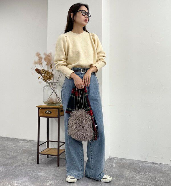 fredy emue「袖ボリュームパール付きニットプルオーバー」|ニット・セーター|