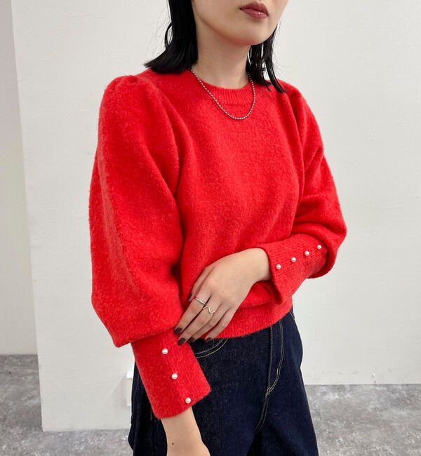 fredy emue「袖ボリュームパール付きニットプルオーバー」|ニット・セーター|