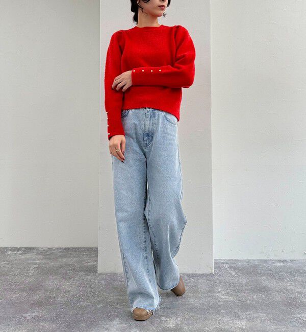 fredy emue「袖ボリュームパール付きニットプルオーバー」|ニット・セーター|