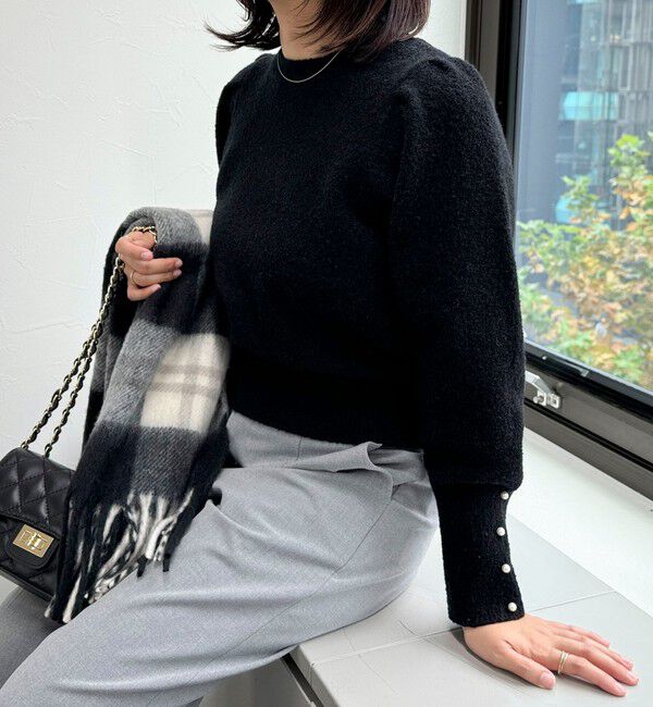 fredy emue「袖ボリュームパール付きニットプルオーバー」|ニット・セーター|