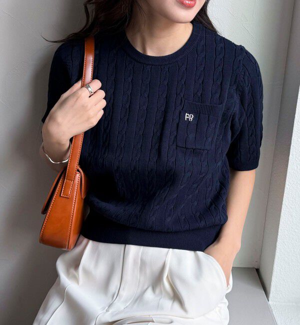 fredy emue「FR刺繍ケーブル柄ポケ付きプルオーバー」|ニット・セーター|