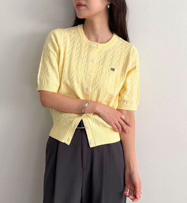 fredy emue「FR刺繍ケーブル柄半袖カーディガン」|カーディガン|