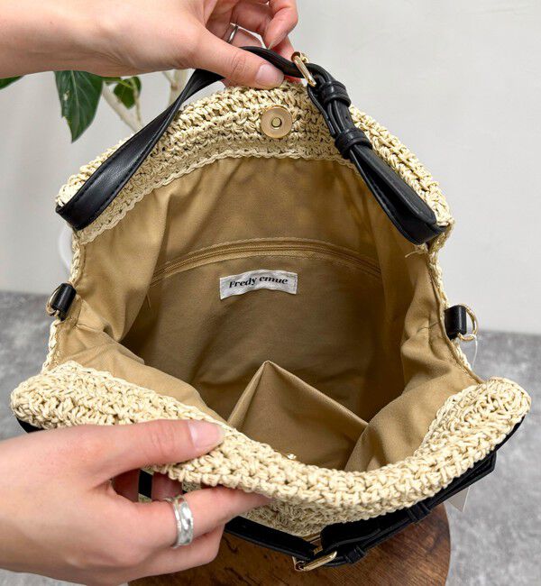 fredy emue「異素材ハンドルペーパートート＆ショルダーバッグ」|かごバッグ|