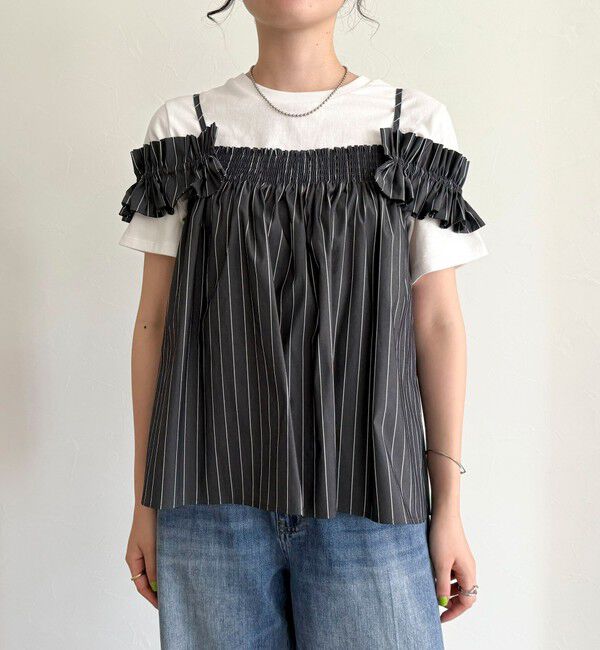 fredy emue「マルチウェイストライプノースリーブブラウス」|シャツ・ブラウス|