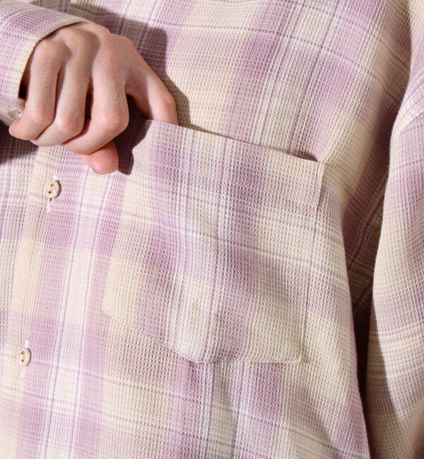 GLOSTER「【残暑にも快適なさらっとシャツ】ワッフルチェック ロングスリーブシャツ オンブレチェック」|シャツ・ブラウス|