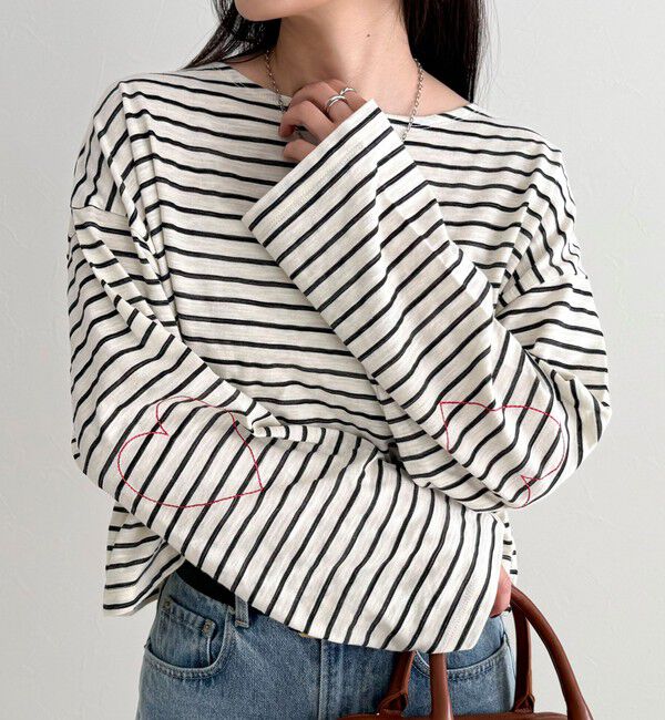 fredy emue「【人気商品の新型】ボーダーハートステッチルーズロンTシャツ」|Tシャツ・カットソー|