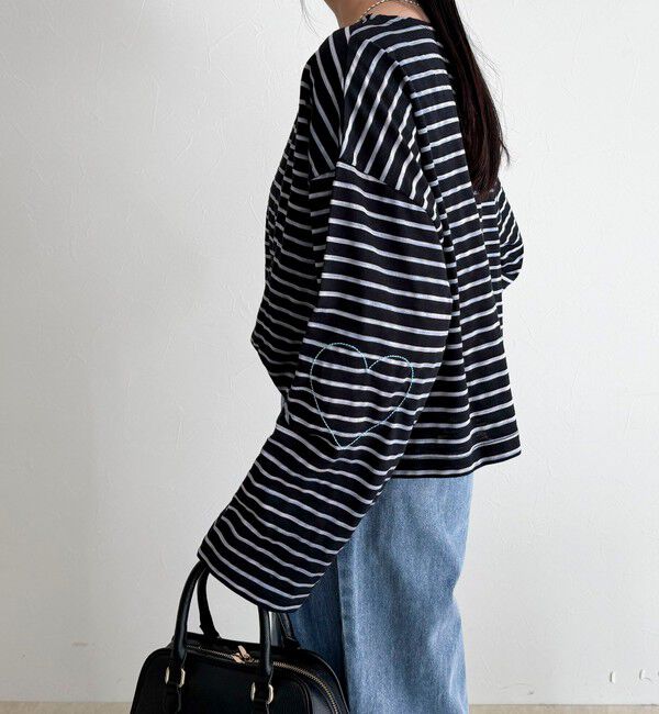 fredy emue「【人気商品の新型】ボーダーハートステッチルーズロンTシャツ」|Tシャツ・カットソー|