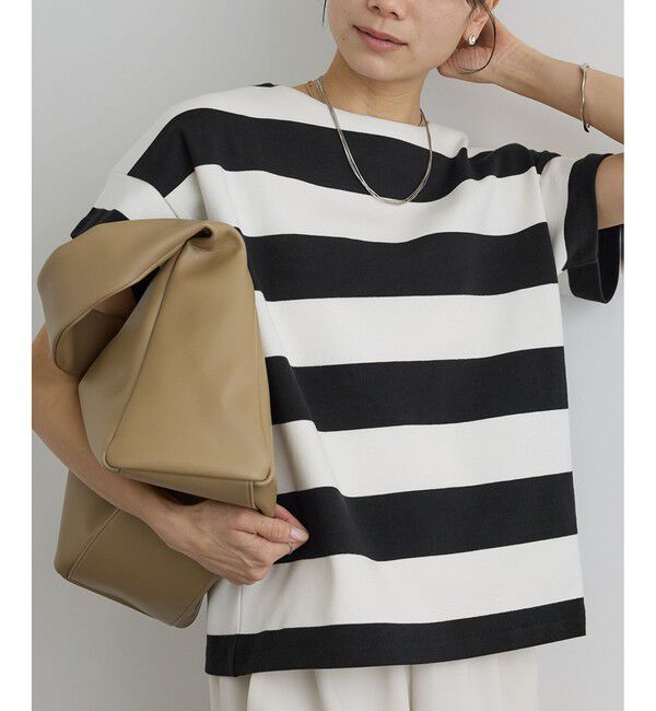 SALON adam et rope'「【WEB限定】ポンチボーダークルーネックTシャツ」|Tシャツ・カットソー|