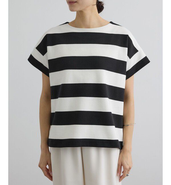 SALON adam et rope'「【WEB限定】ポンチボーダークルーネックTシャツ」|Tシャツ・カットソー|