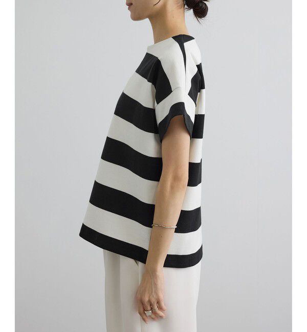 SALON adam et rope'「【WEB限定】ポンチボーダークルーネックTシャツ」|Tシャツ・カットソー|