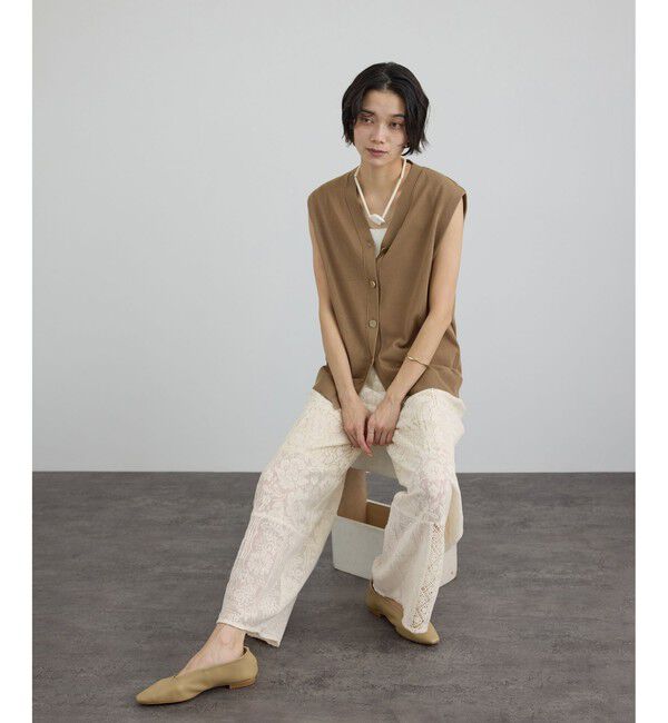 SALON adam et rope'「【WEB限定】パッチワークレースパンツ / セットアップ対応」|チノ|