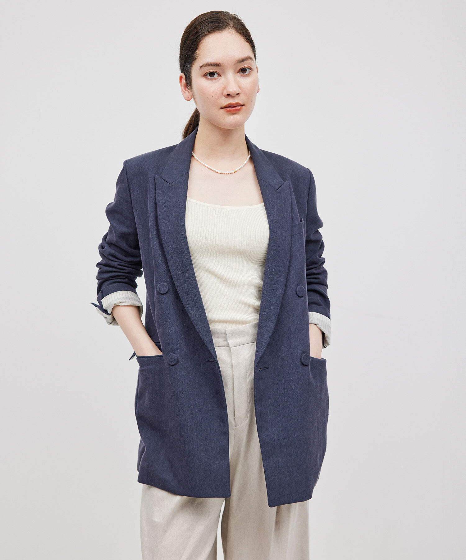 ROPE「ヘビーリネン ダブルジャケット」|テーラードジャケット|