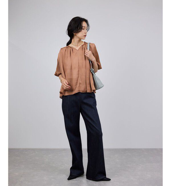 ROPE「楊柳スキッパーブラウス/イージーケア」|シャツ・ブラウス|