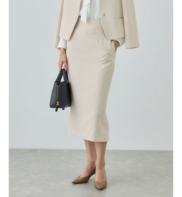 ROPE「トリアセダブルクロス ハイウエストタイトスカート/セットアップ対応・イージーケア・26SS」|スカート|