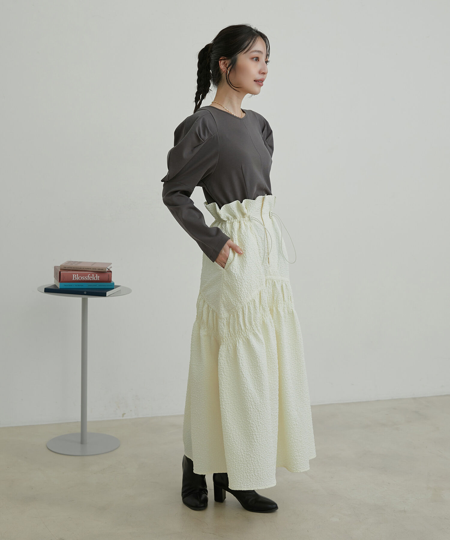 VIS「【洗える】タックボリュームスリーブカットソー」|Tシャツ・カットソー|