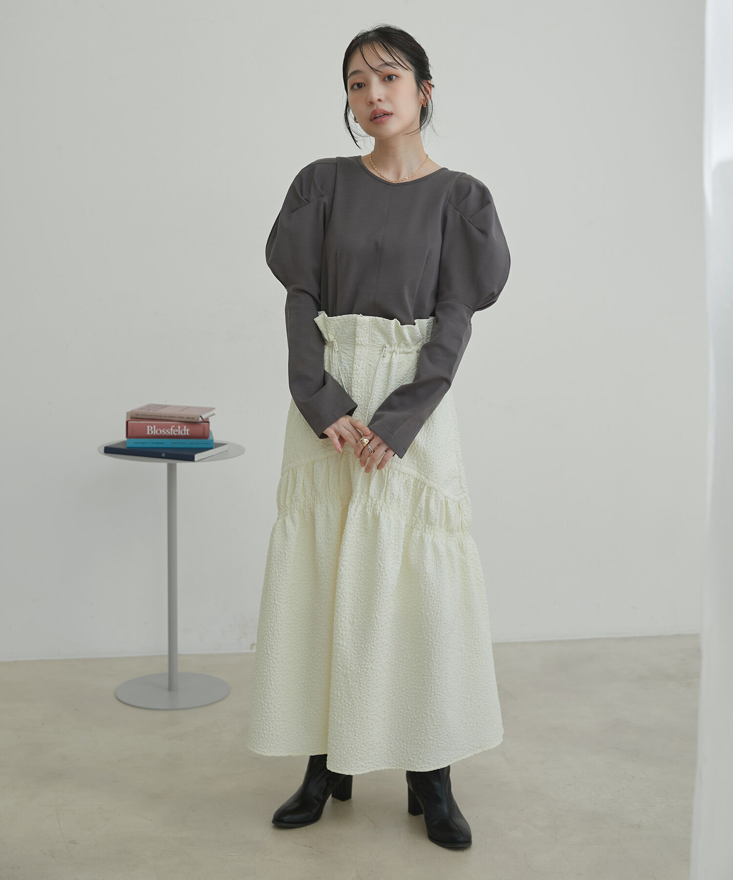 VIS「【洗える】タックボリュームスリーブカットソー」|Tシャツ・カットソー|