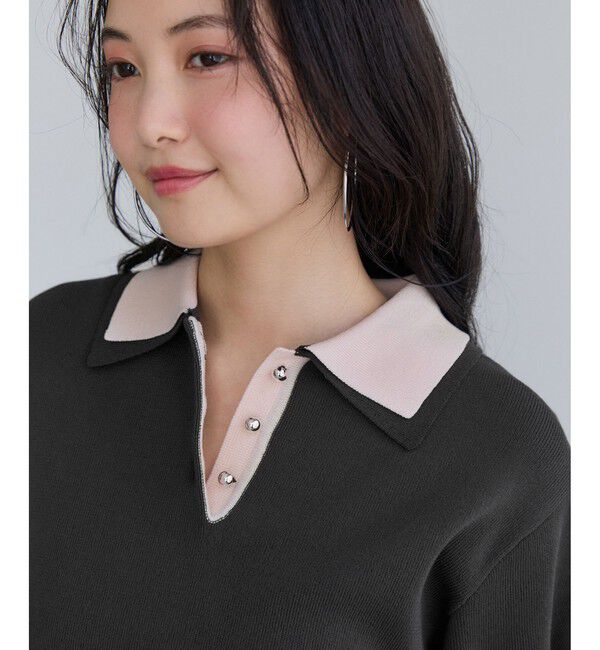 VIS「ダブルカラー半袖ポロニットトップス/イージーケア・WEB限定カラー」|ポロシャツ|