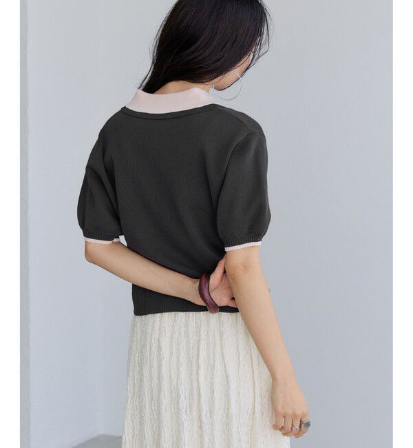 VIS「ダブルカラー半袖ポロニットトップス/イージーケア・WEB限定カラー」|ポロシャツ|