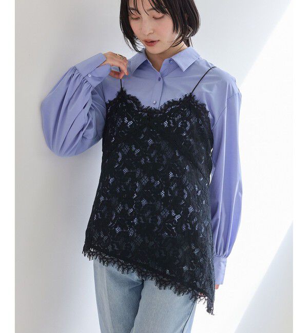 VIS「レースアシンメトリーキャミソール」|キャミソール|ブラック(01)