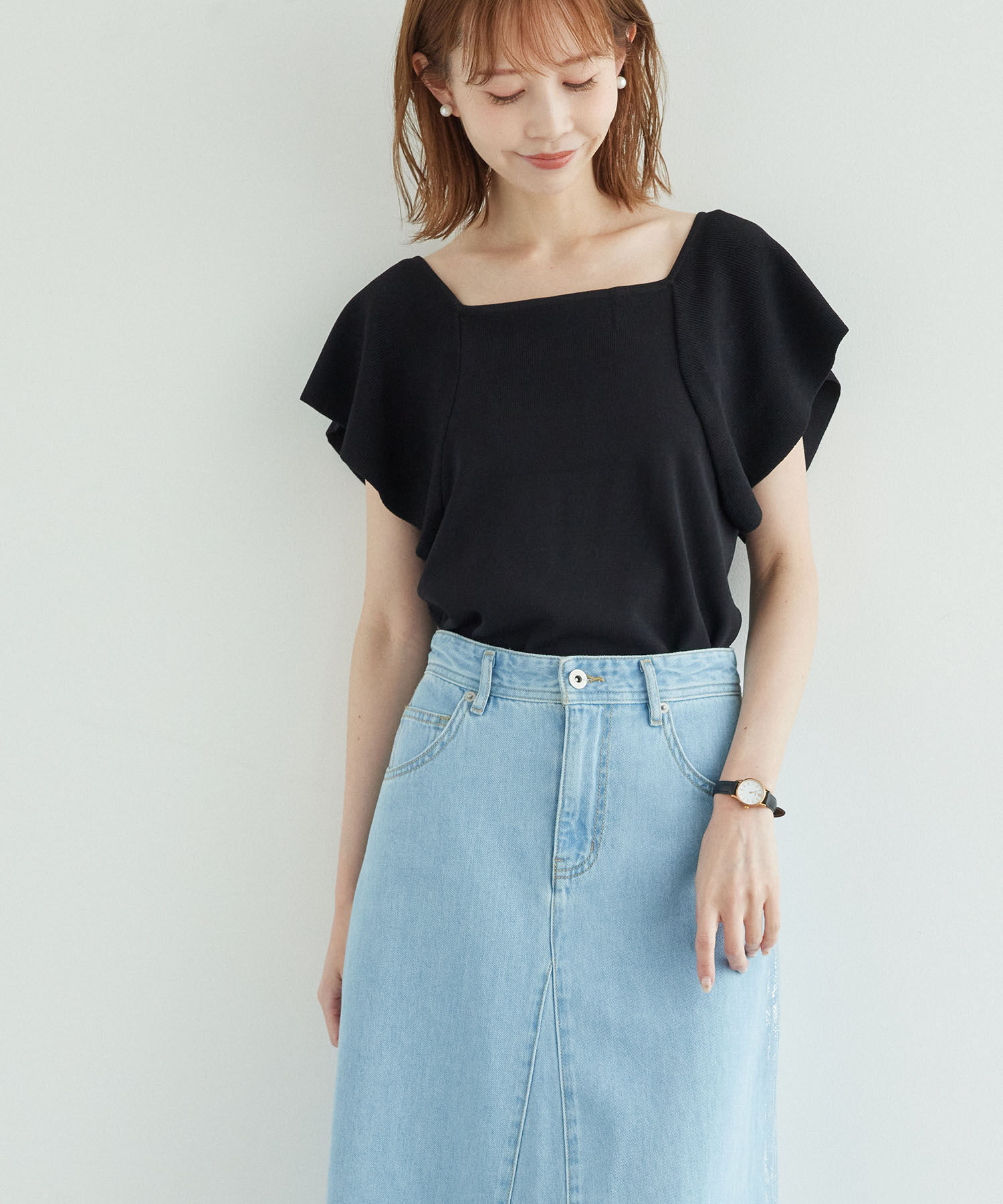 Rope&rsquo;Picnic「袖フレアニットトップス/UVカット・洗濯機OK・冷感」|ニット・セーター|