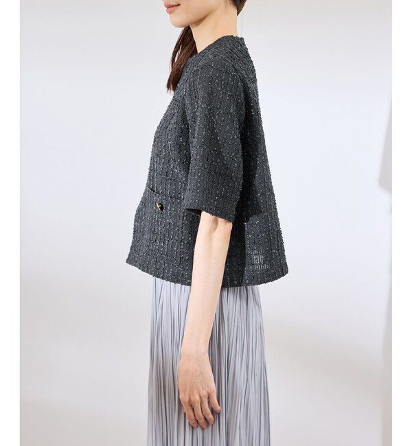 Rope&rsquo;Picnic「【サマー・ツイード】ハーフスリーブジャケット」|カーディガン|