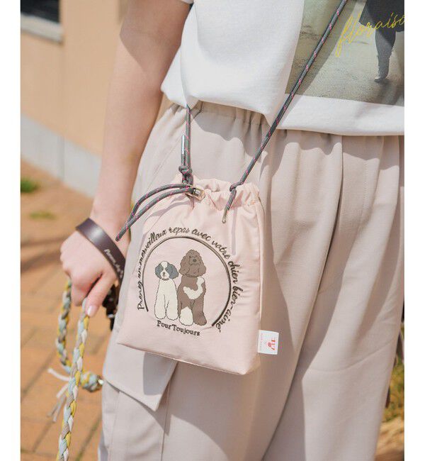 ROPE PICNIC PASSAGE「【DOG】【comif(コミフ)&times;ROPE' PICNIC】刺繍お散歩ショルダーバッグ」|ショルダー・メッセンジャー|ピンク系(65)