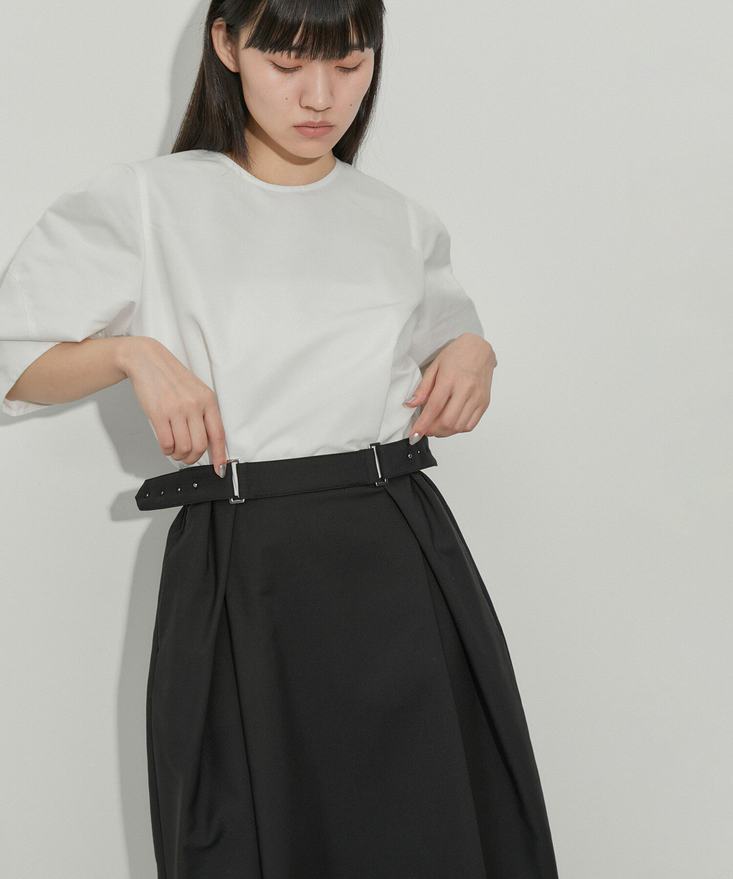 ADAM ET ROPE'「【サステナブル】ランタンドッキングワンピース」|ワンピース|ブラック(01)