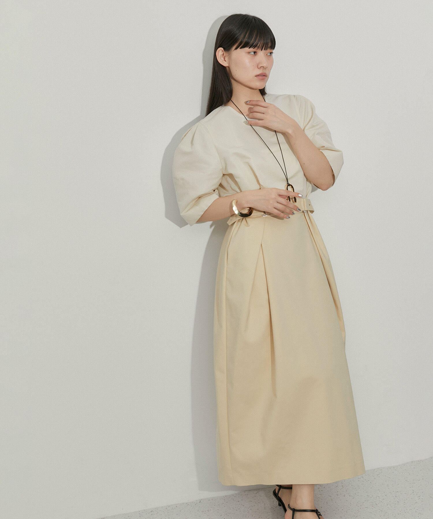ADAM ET ROPE'「【サステナブル】ランタンドッキングワンピース」|ワンピース|ベージュ(27)