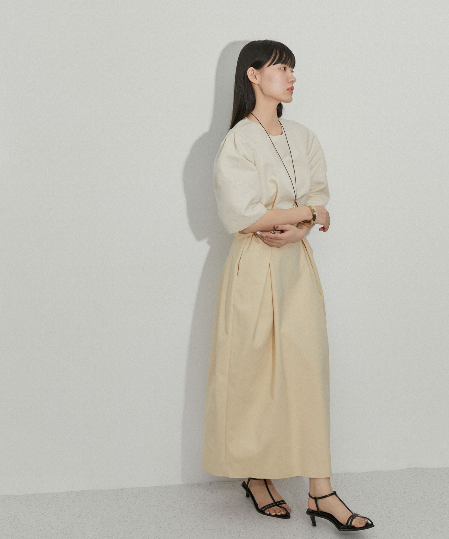 ADAM ET ROPE'「【サステナブル】ランタンドッキングワンピース」|ワンピース|