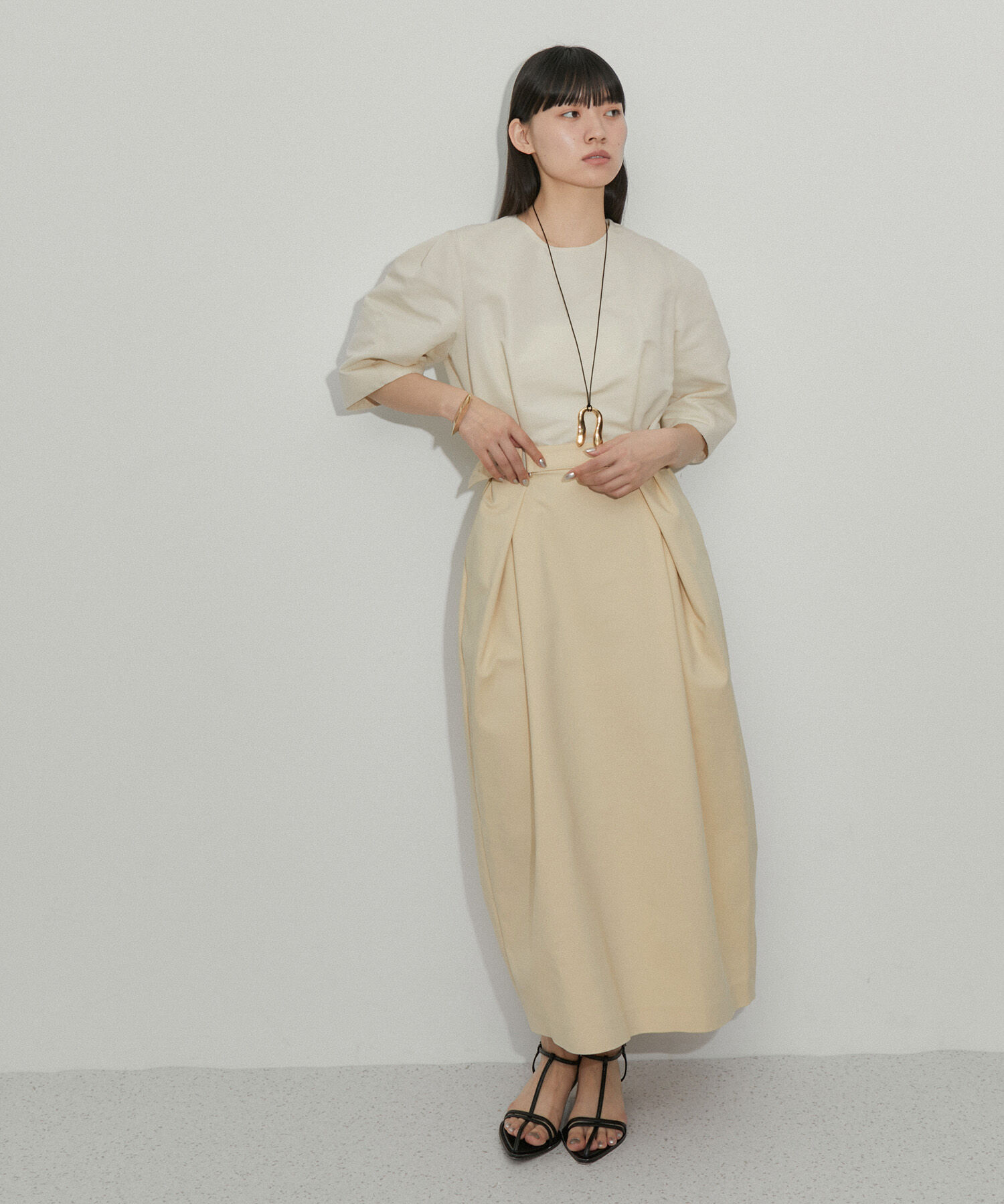 ADAM ET ROPE'「【サステナブル】ランタンドッキングワンピース」|ワンピース|