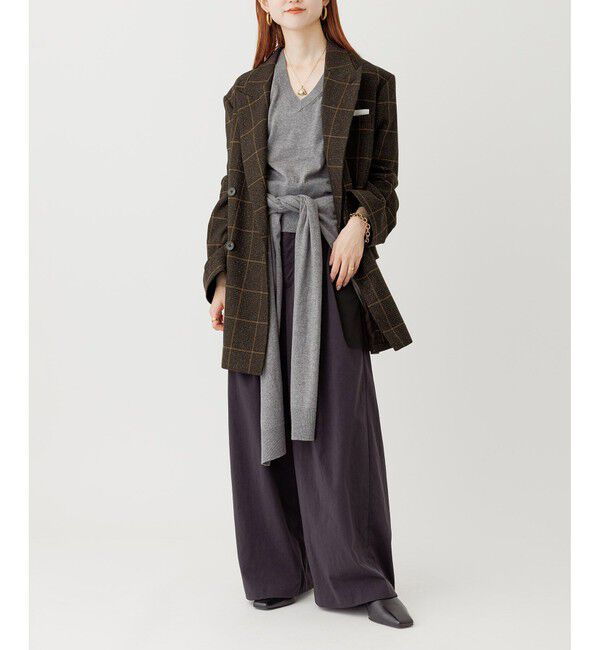 ADAM ET ROPE'「ダブルブレストツイード＆チェックジャケット」|テーラードジャケット|