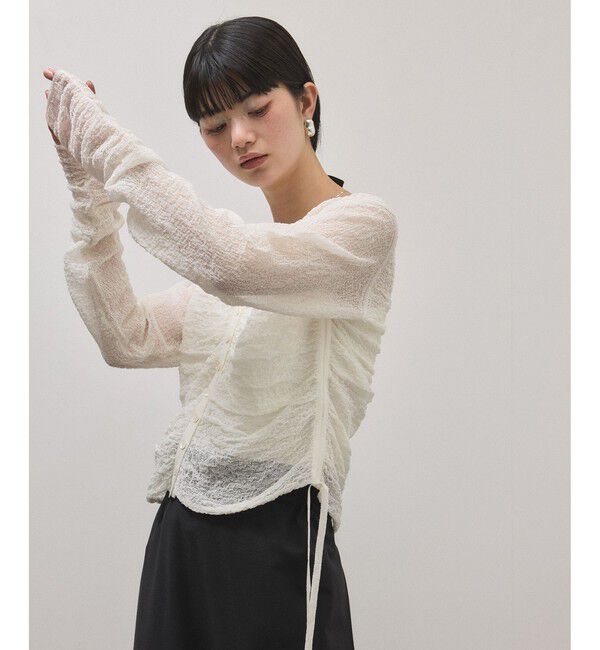 ADAM ET ROPE'「クレープリンクスギャザーシアーカーディガン」|カーディガン|オフホワイト(15)