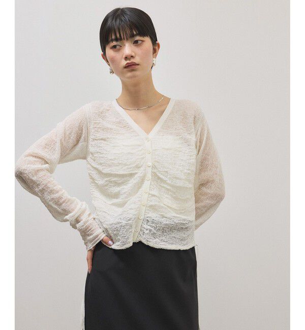 ADAM ET ROPE'「クレープリンクスギャザーシアーカーディガン」|カーディガン|