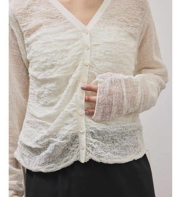 ADAM ET ROPE'「クレープリンクスギャザーシアーカーディガン」|カーディガン|