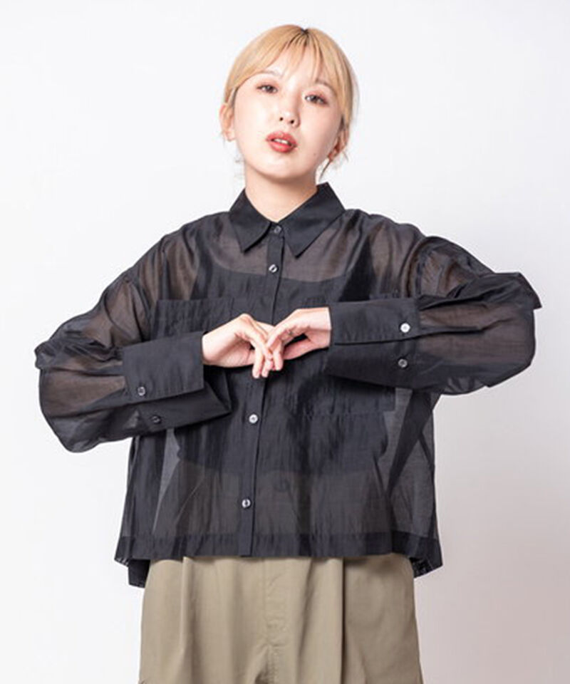  「クロップドシアーブラウス」|シャツ・ブラウス|BLACK