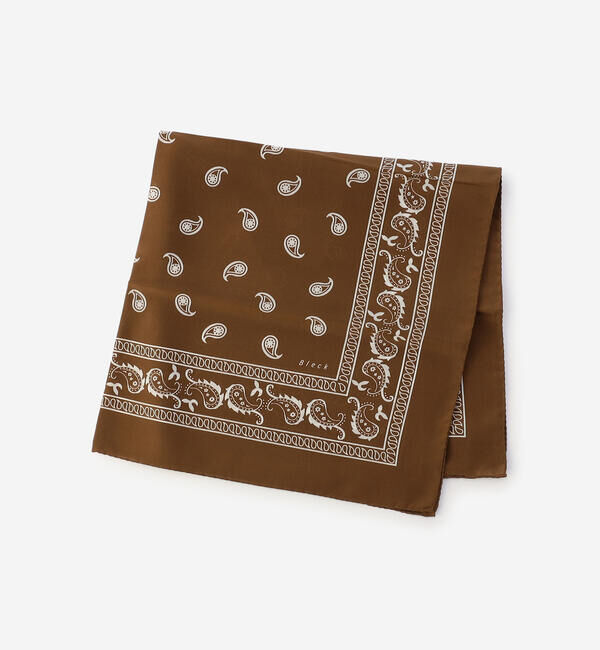  「Bleck | シルククレープ スカーフ ペイズリー UNISEX」|バンダナ・スカーフ|BROWN
