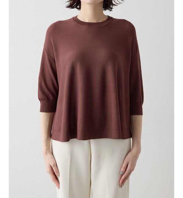 Drawing Numbers「【Drawing Numbers】クルーハーフスリーブ裾ラウンドニット」|ニット・セーター|