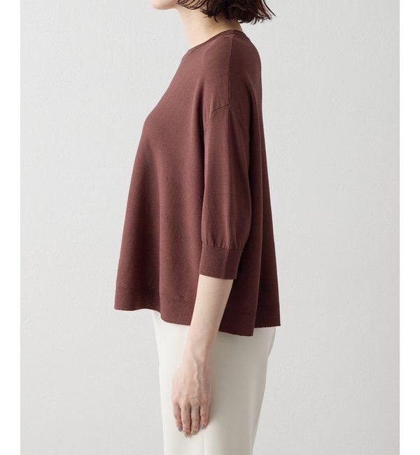 Drawing Numbers「【Drawing Numbers】クルーハーフスリーブ裾ラウンドニット」|ニット・セーター|