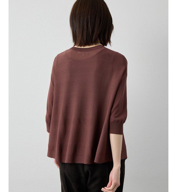 Drawing Numbers「【Drawing Numbers】クルーハーフスリーブ裾ラウンドニット」|ニット・セーター|