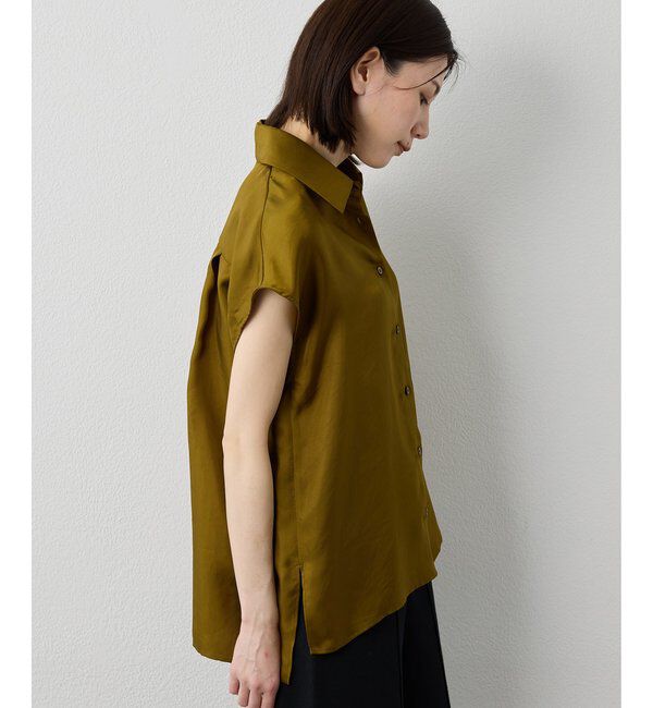 Drawing Numbers「【Drawing Numbers】キュプラノースリーブスリットブラウス」|シャツ・ブラウス|