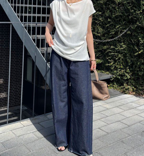  「【上品見えカットソー/シアー】アシメタックフレンチカットソー」|Tシャツ・カットソー|