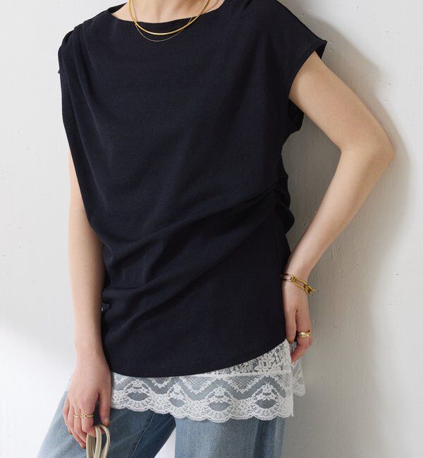  「【上品見えカットソー/シアー】アシメタックフレンチカットソー」|Tシャツ・カットソー|