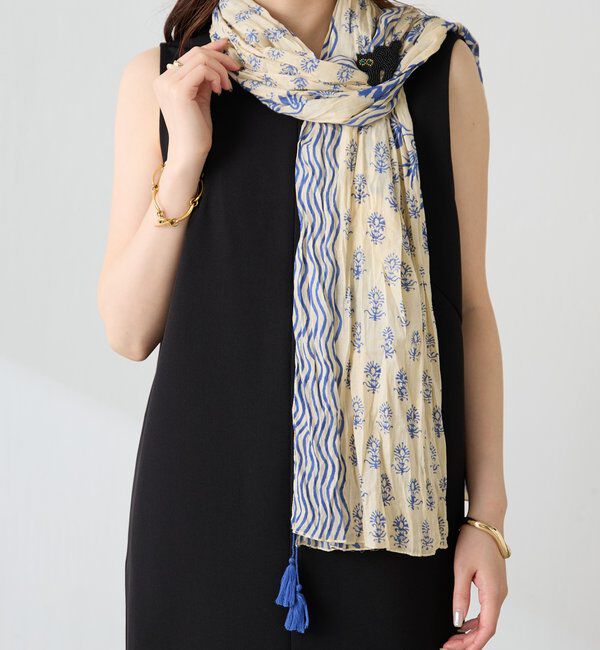  「【QTL CREATIONS別注 】ビーズブローチ付きストール」|ストール|