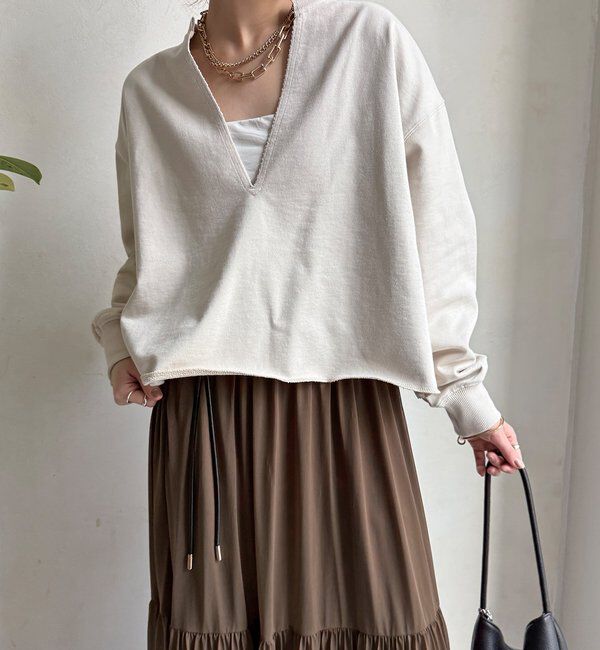  「【WEB限定】Vネック裏毛&times;レースロンTEEセット」|Tシャツ・カットソー|