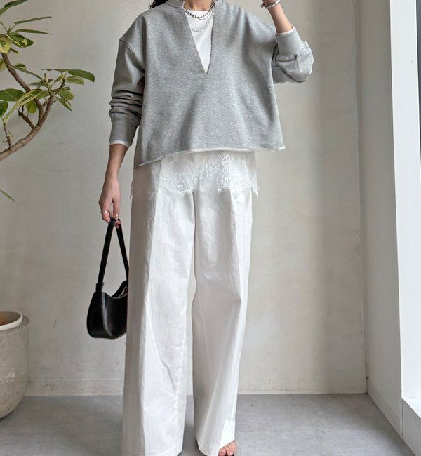  「【WEB限定】Vネック裏毛&times;レースロンTEEセット」|Tシャツ・カットソー|