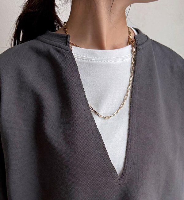  「【WEB限定】Vネック裏毛&times;レースロンTEEセット」|Tシャツ・カットソー|