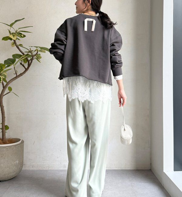  「【WEB限定】Vネック裏毛&times;レースロンTEEセット」|Tシャツ・カットソー|